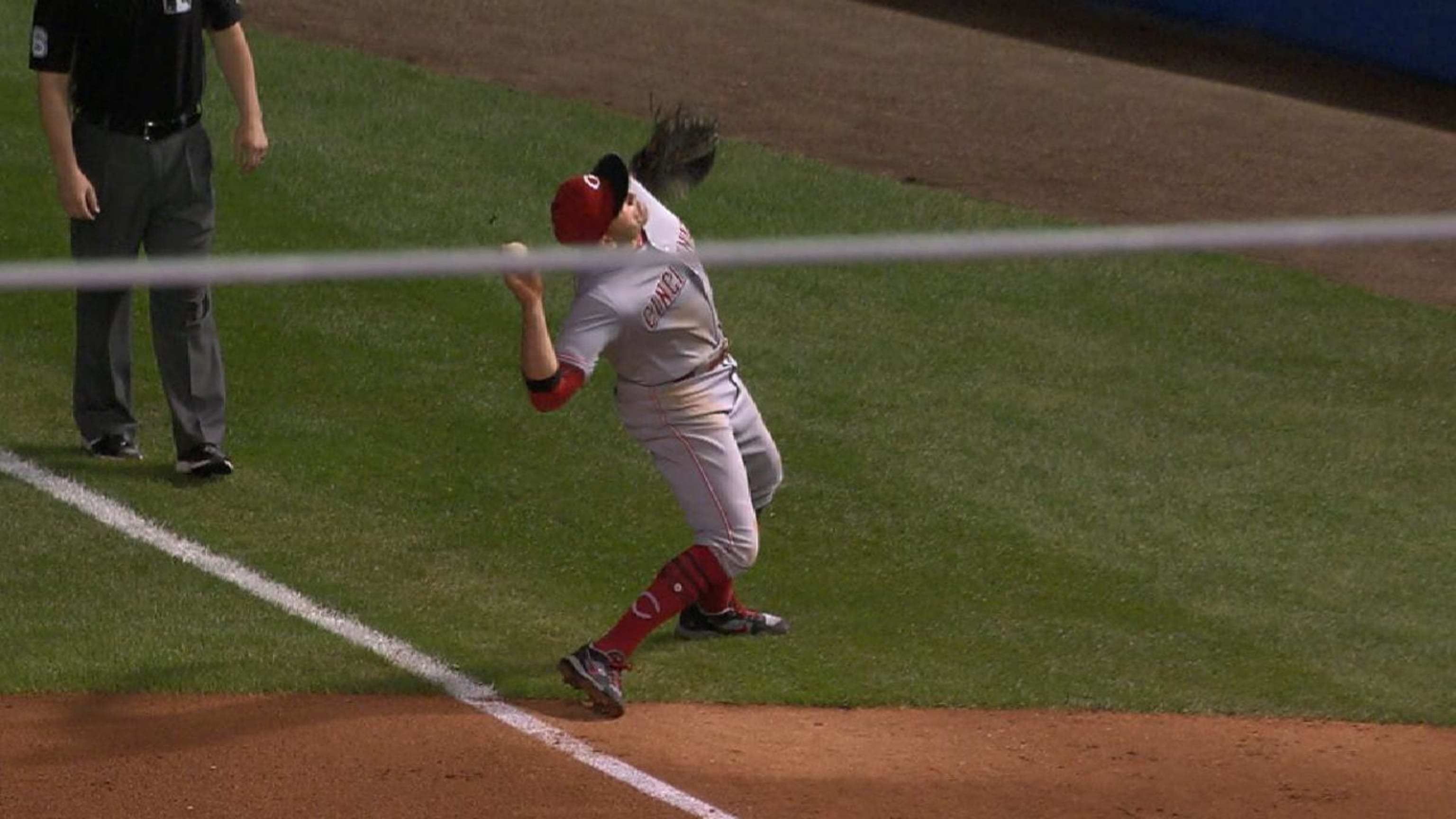 Right before hitting a grand slam, Joey Votto attempted to shoo a bird away  that was interrupting the game