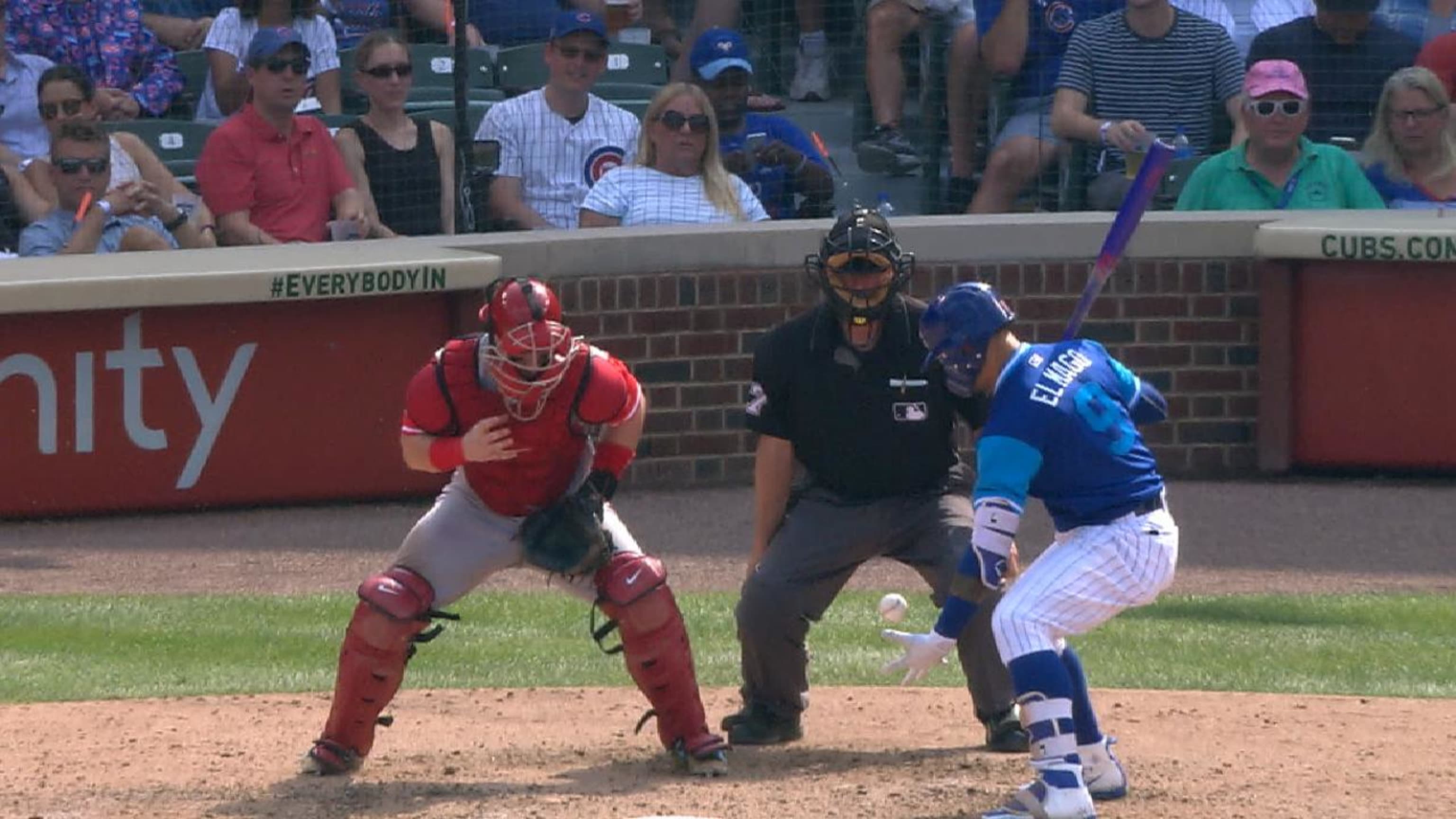 Javier Baez displayed his amazingly fast reflexes on a ball he definitely  shouldn't have touched