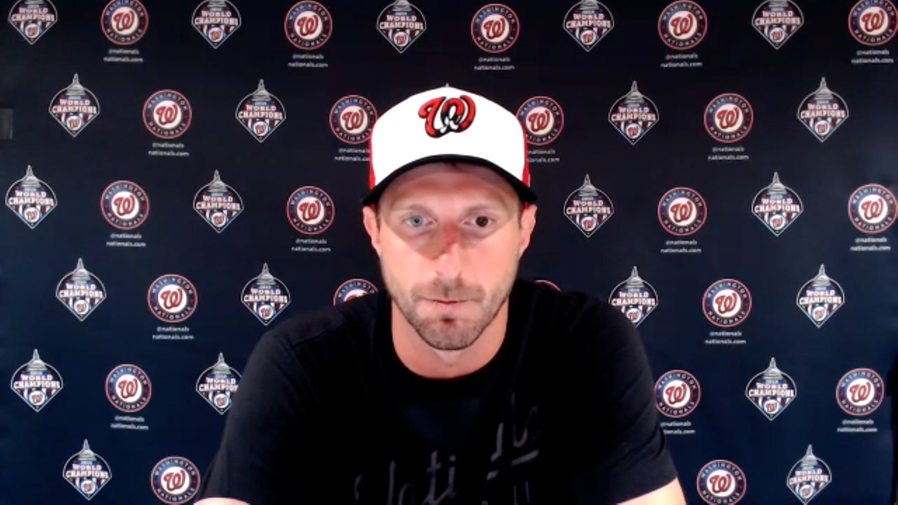 Max Scherzer during a press conference announces he'll start opening day for the Nationals.