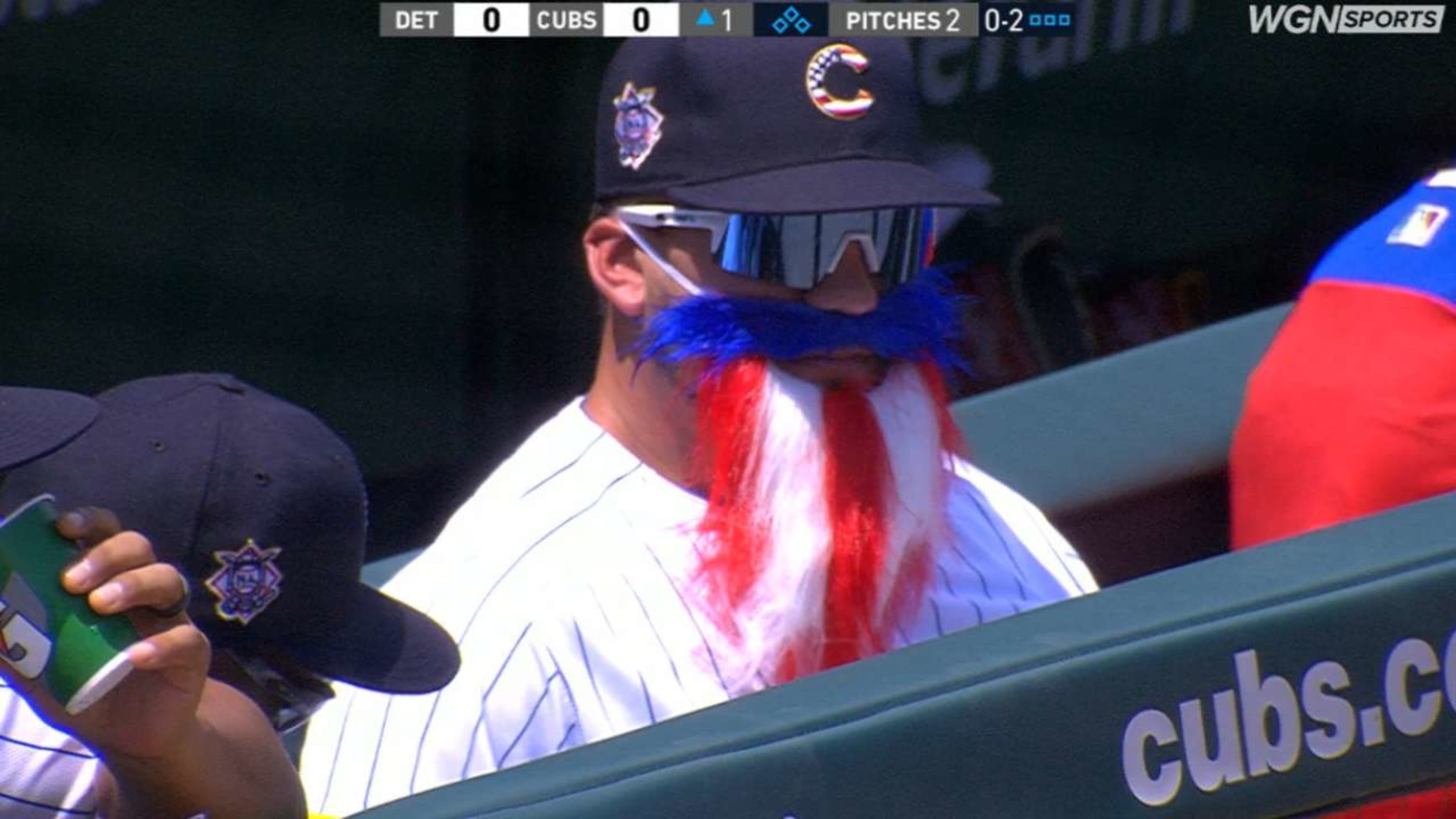 Kyle Schwarber showed up to work on the Fourth of July in a bright red,  white and blue beard