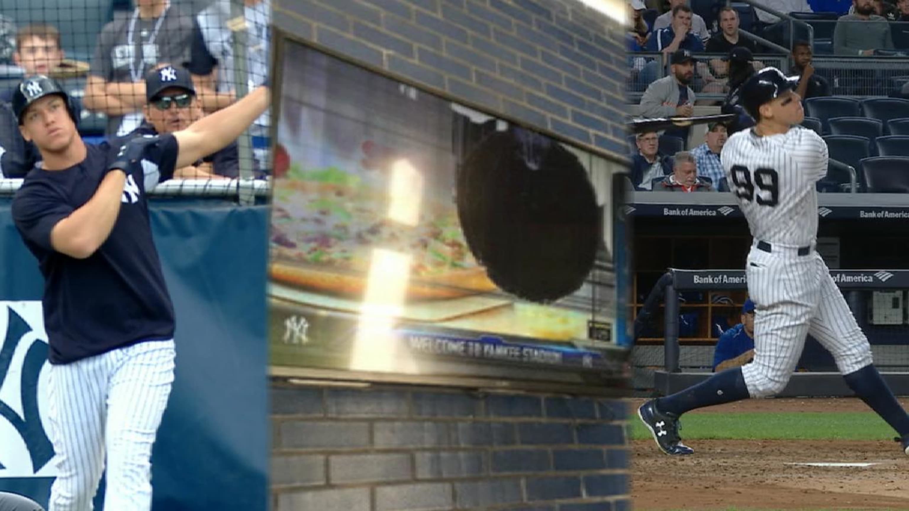 Aaron Judge obliterated a new flatscreen TV during BP, then went yard twice  during the game