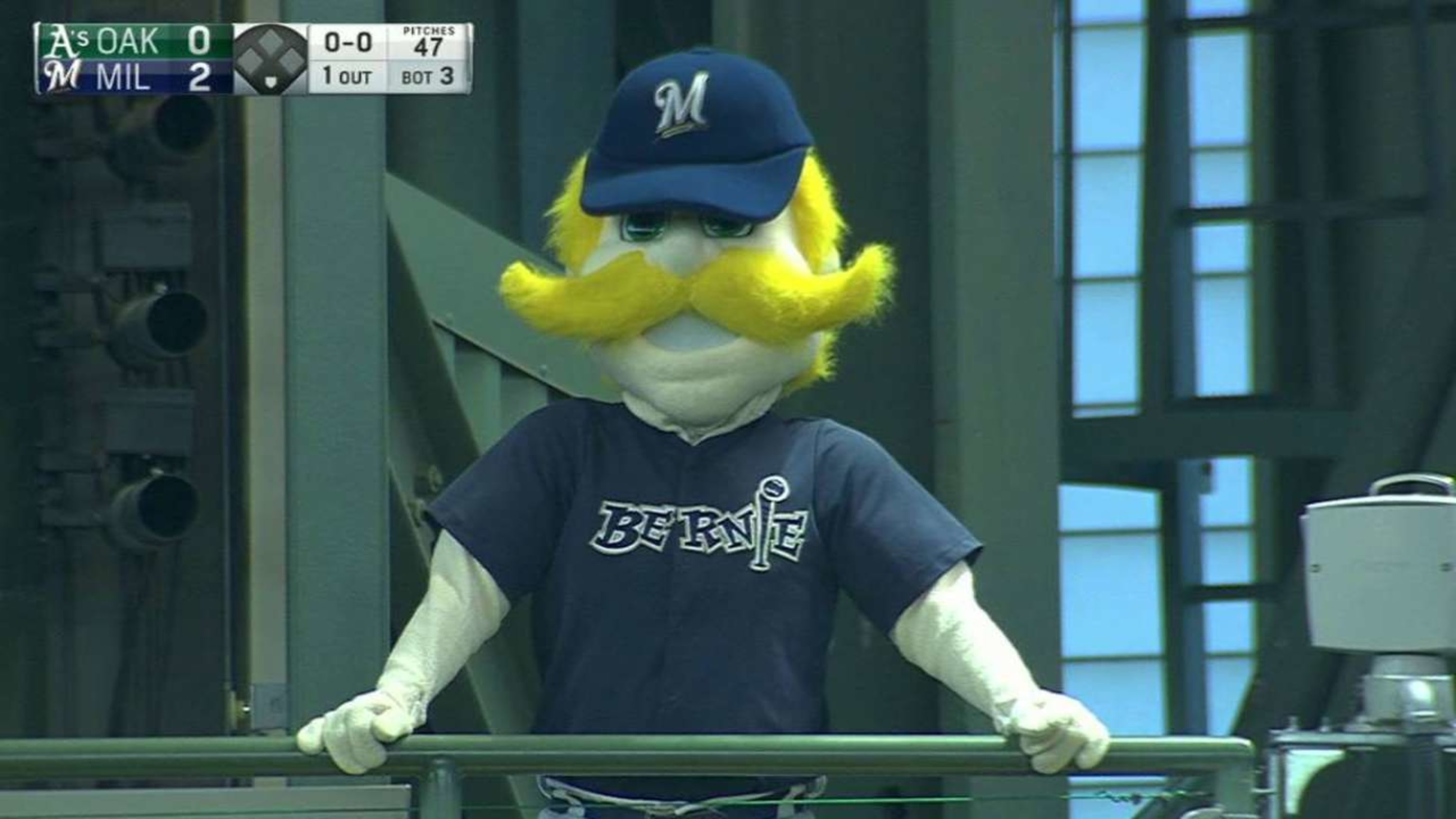 The A's announcers discussed the original Bernie Brewer, a 69-year-old who lived on the scoreboard | MLB.com