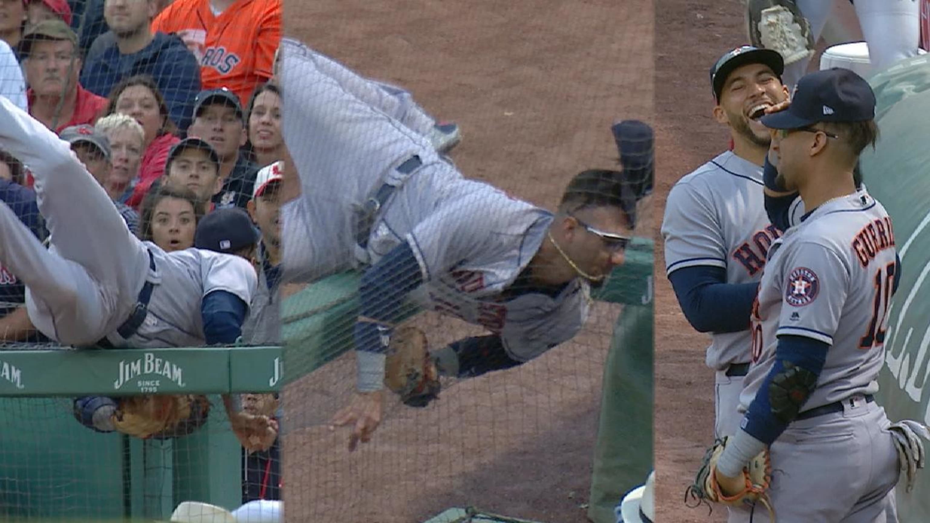 Yuli Gurriel got stuck in the netting and George Springer couldn't