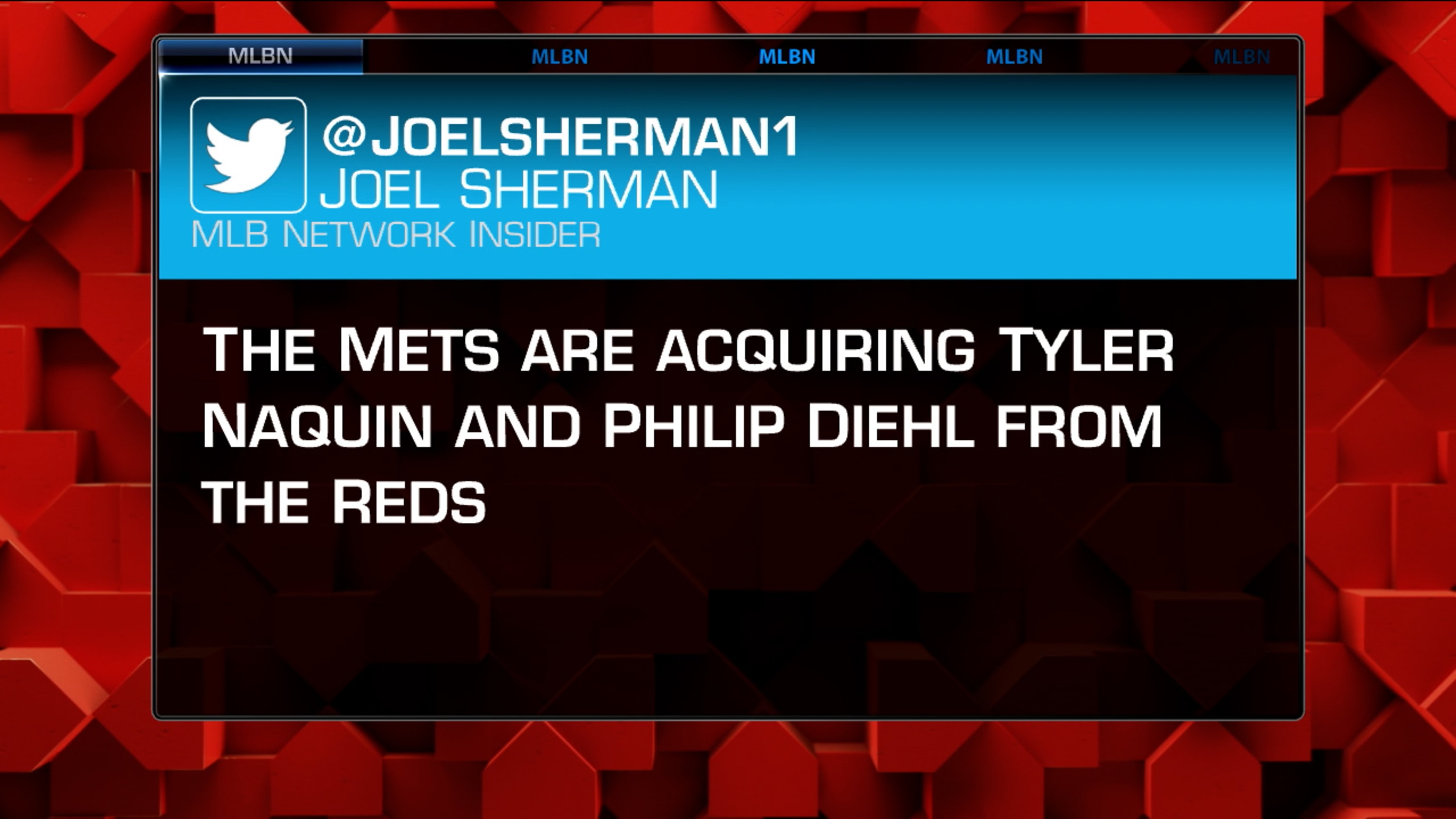 Mets boost lineup with trade for Reds' Naquin, Diehl 