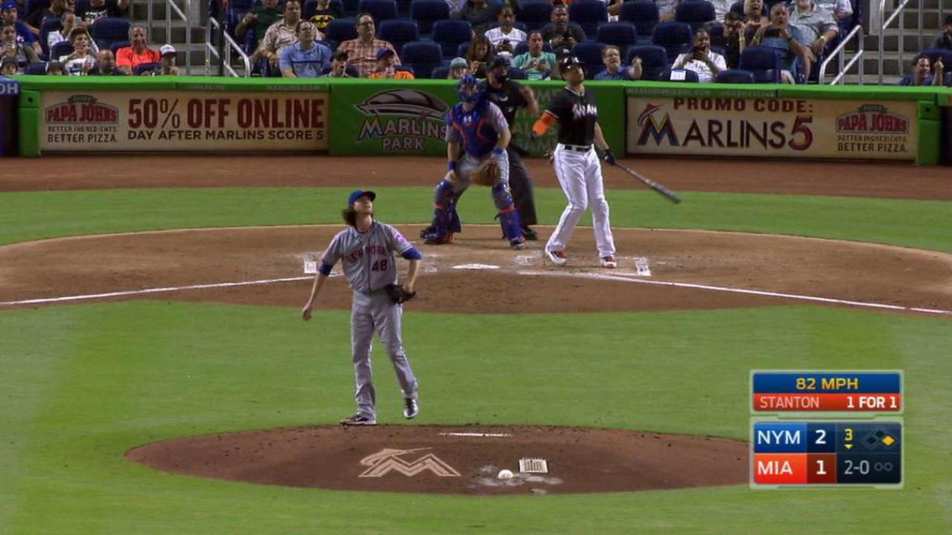 Giancarlo Stanton hit a homer off the scoreboard and Dontrelle