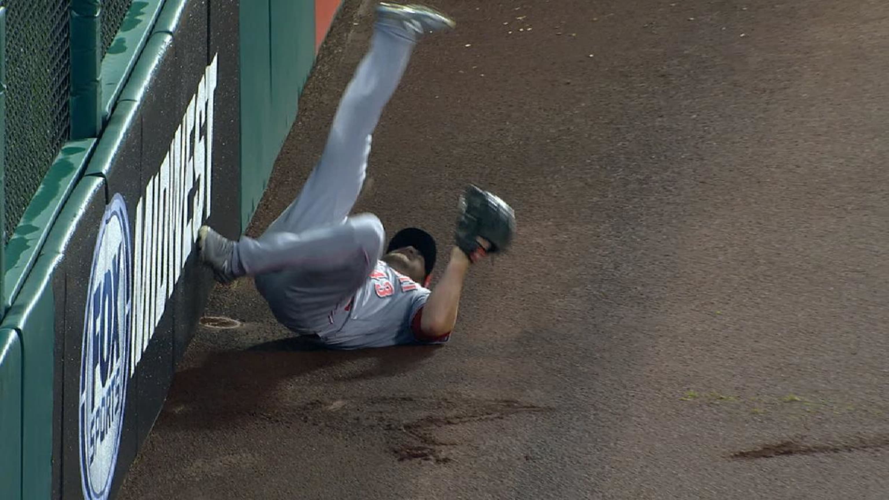 Schebler exits after great grab