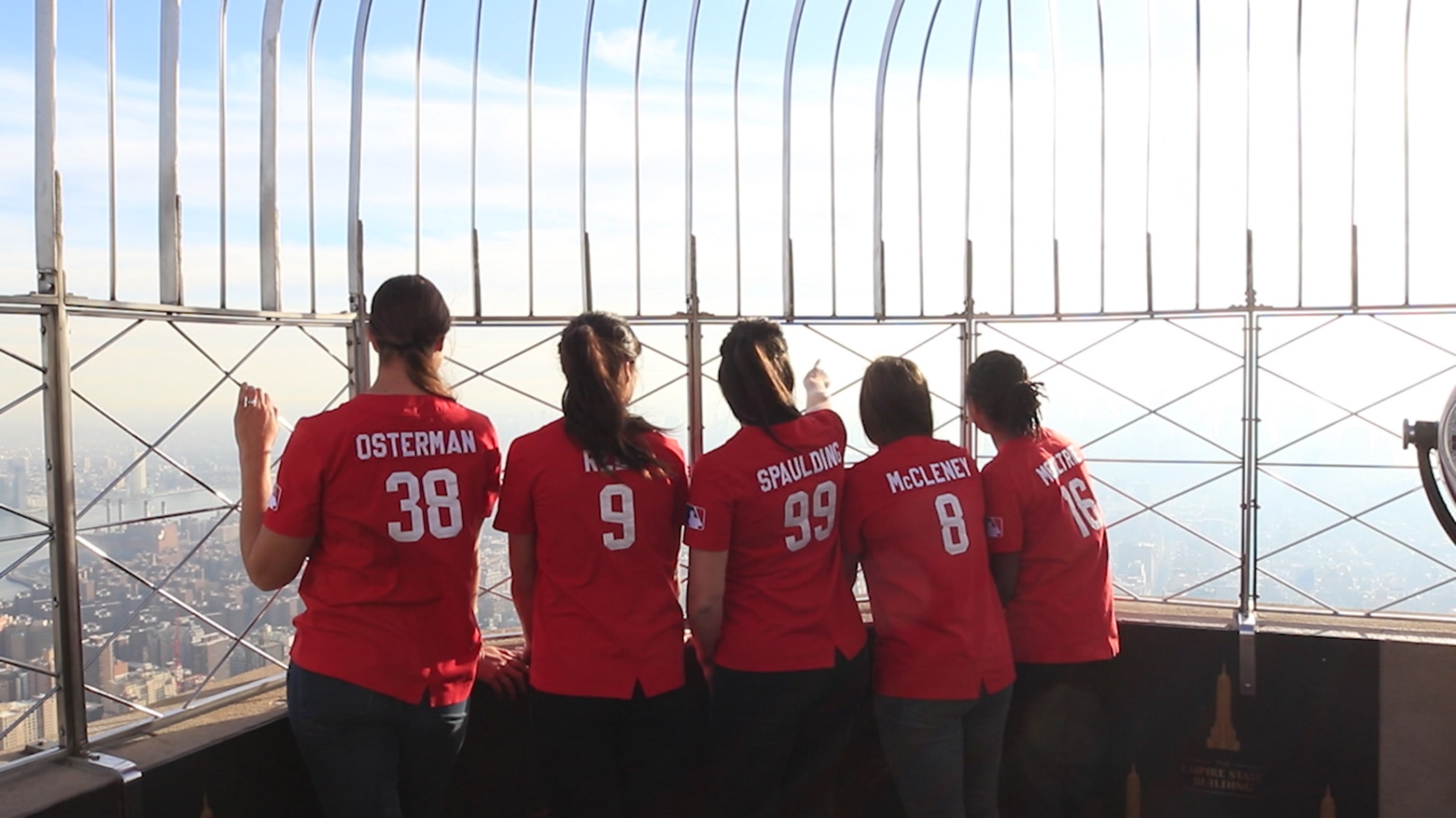 Usa Softball On Stand Beside Her Tour In Nyc