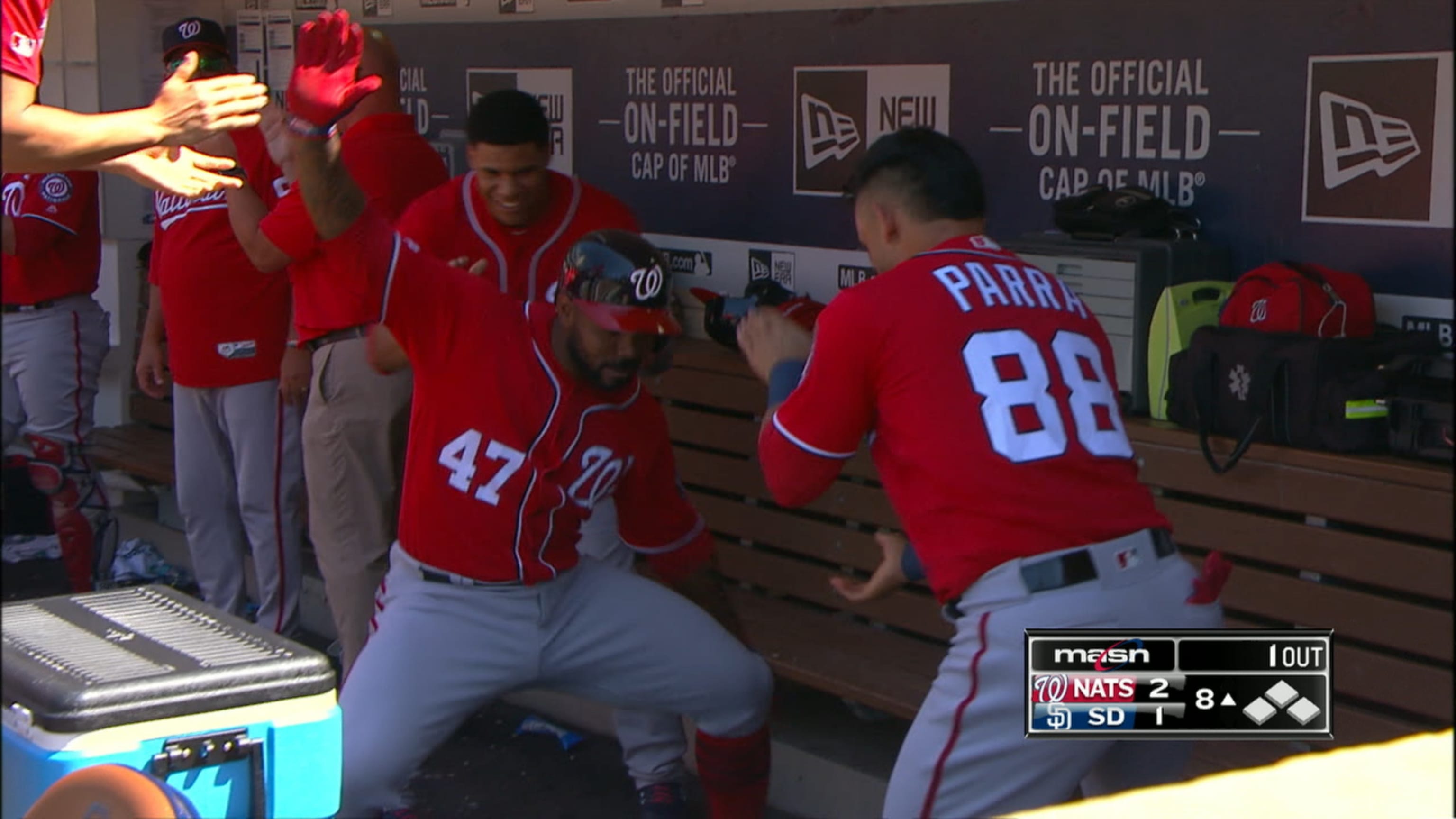 The Nationals are the first team to hit four home runs in a row