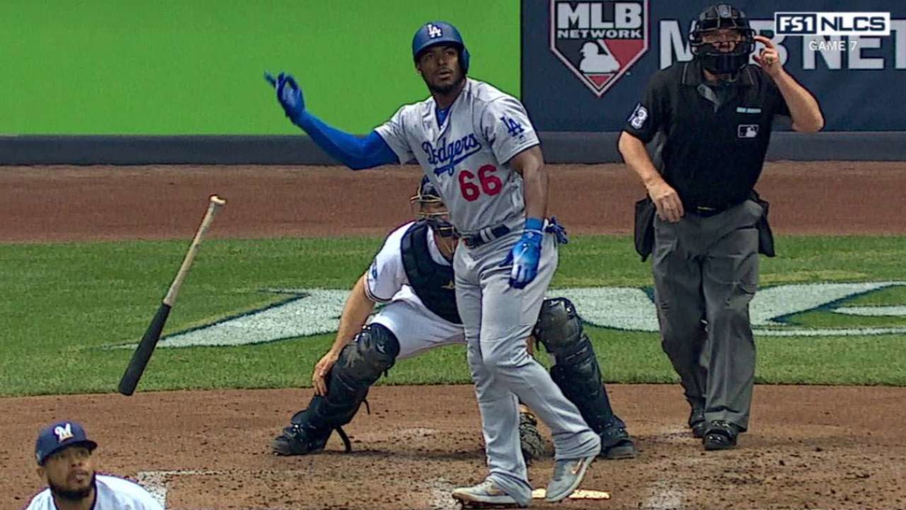 Yasiel Puig punctuated his laser beam home run with a huge bat