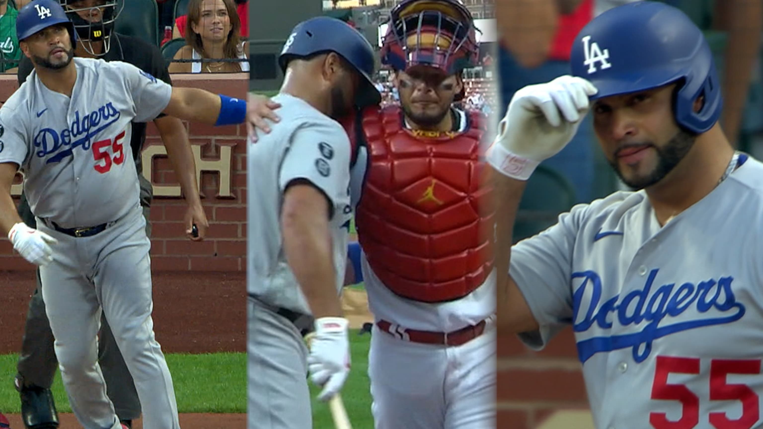 Albert Pujols concludes St. Louis return with 2 hits, Molina jersey swap