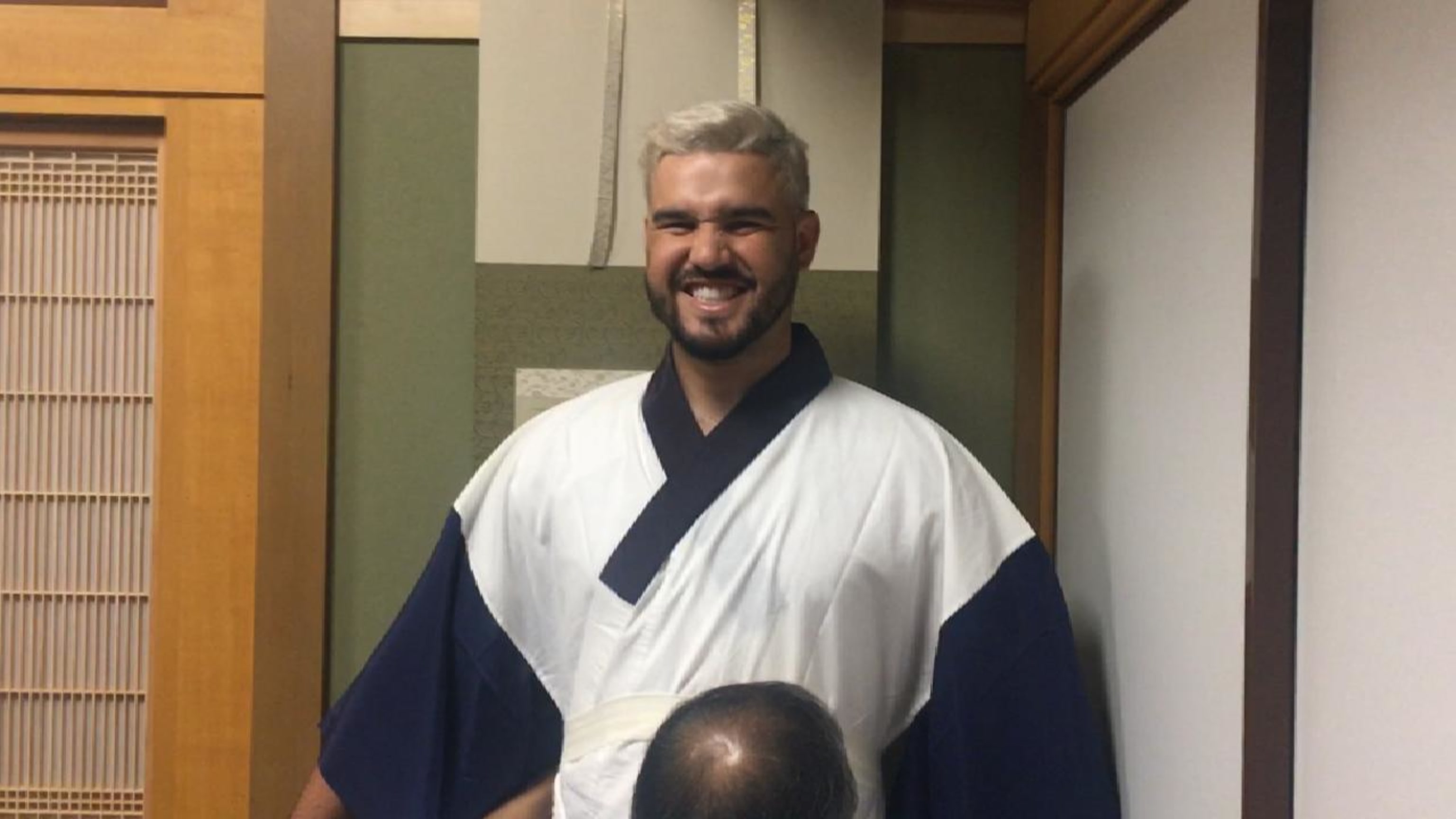 Eugenio Suarez and Yusmeiro Petit wore Japanese kimonos as part of the  All-Star tour