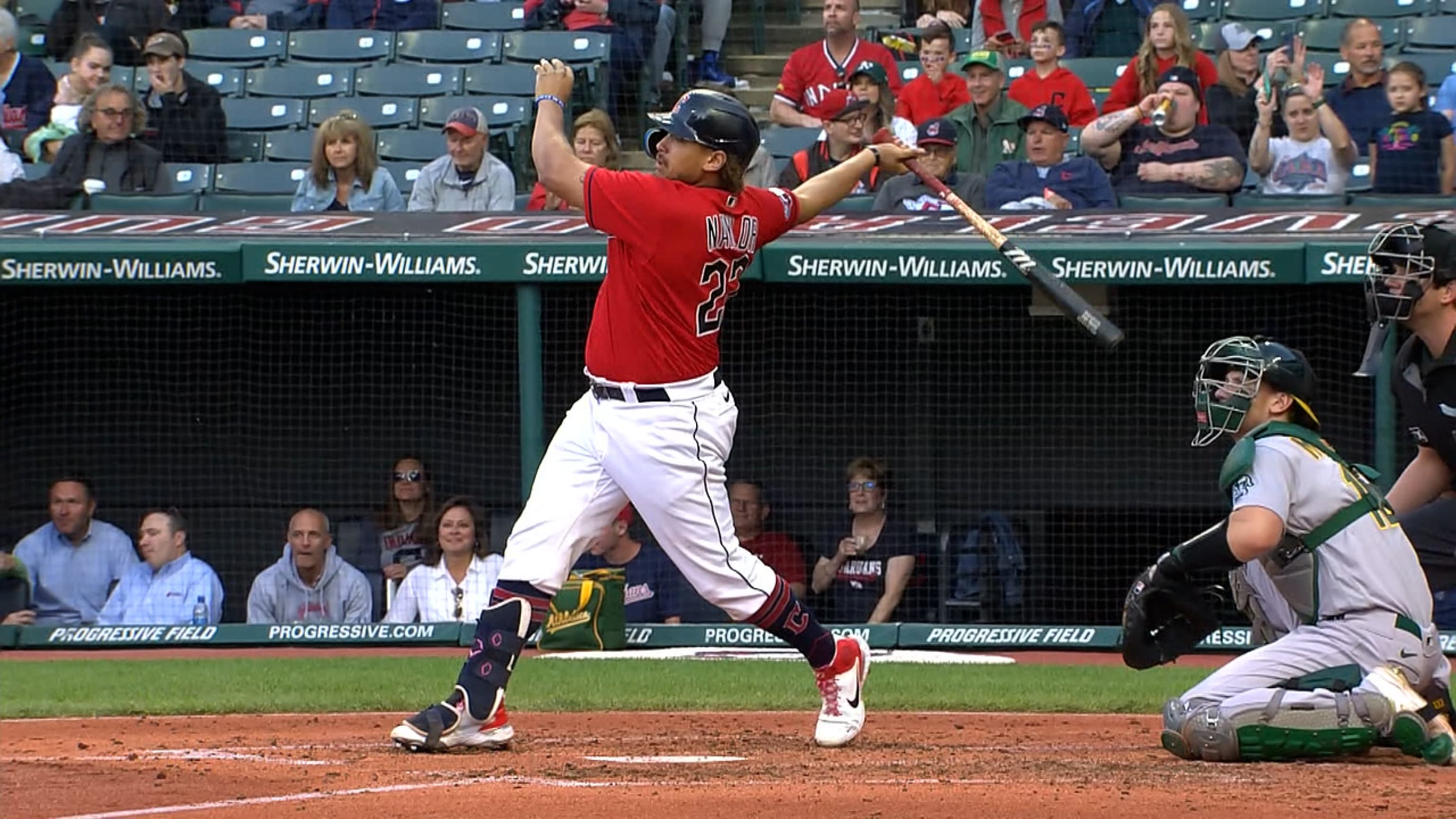 Oscar Gonzalez gets first hit, impresses in MLB debut