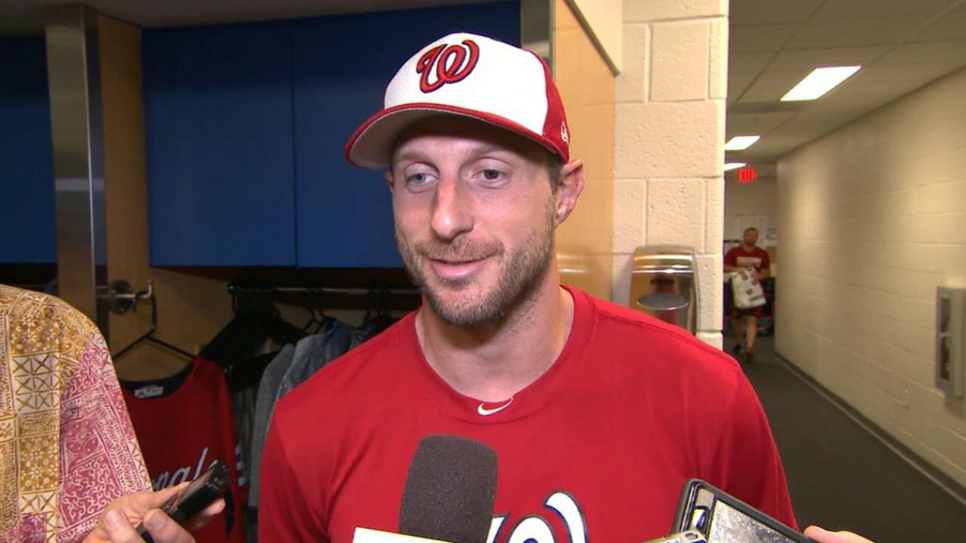 Washington Nationals' Max Scherzer hits first career homer, then leaves game