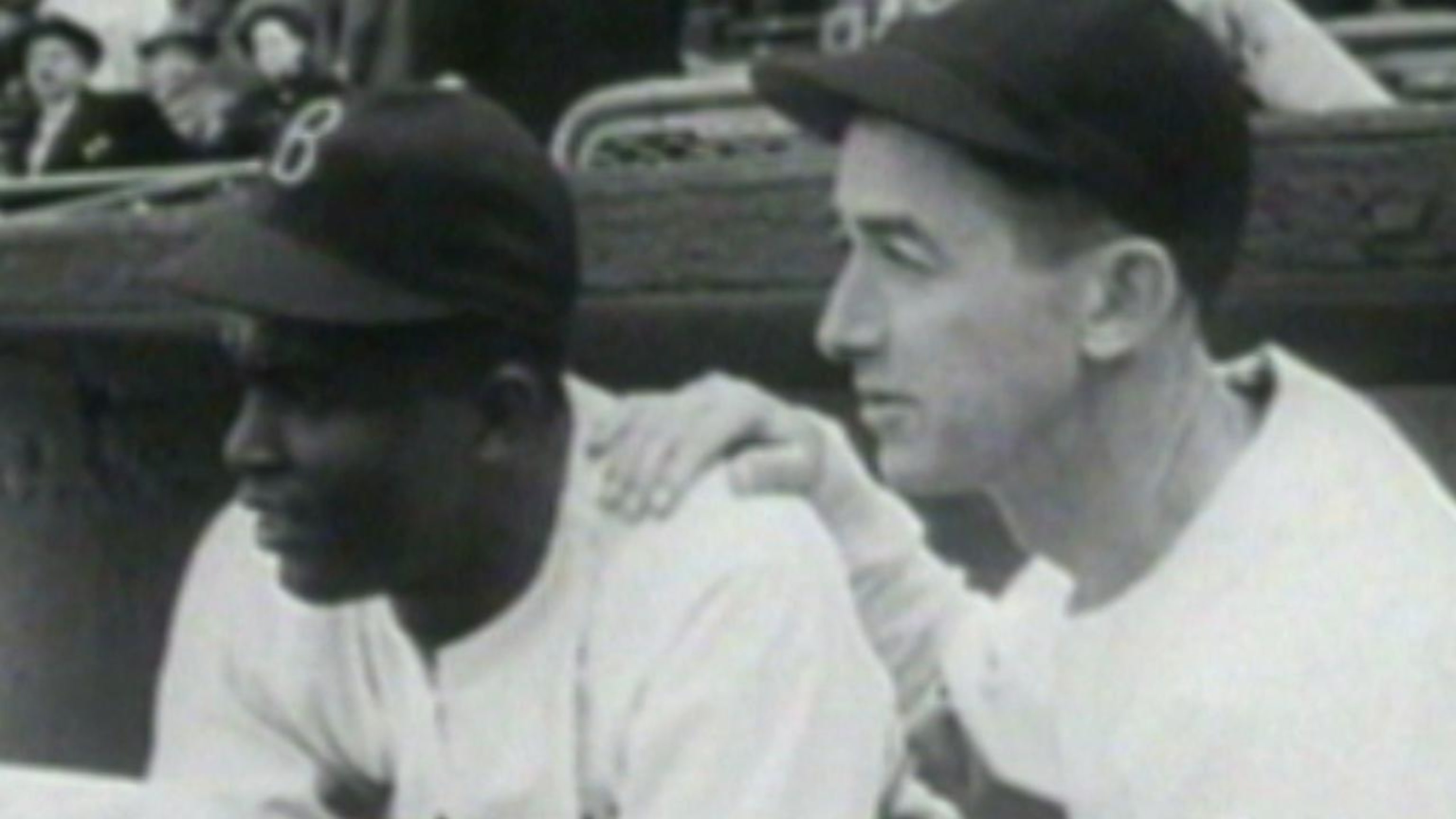 Pee Wee Reese and Leo Durocher, Brooklyn Dodgers, at Braves Field