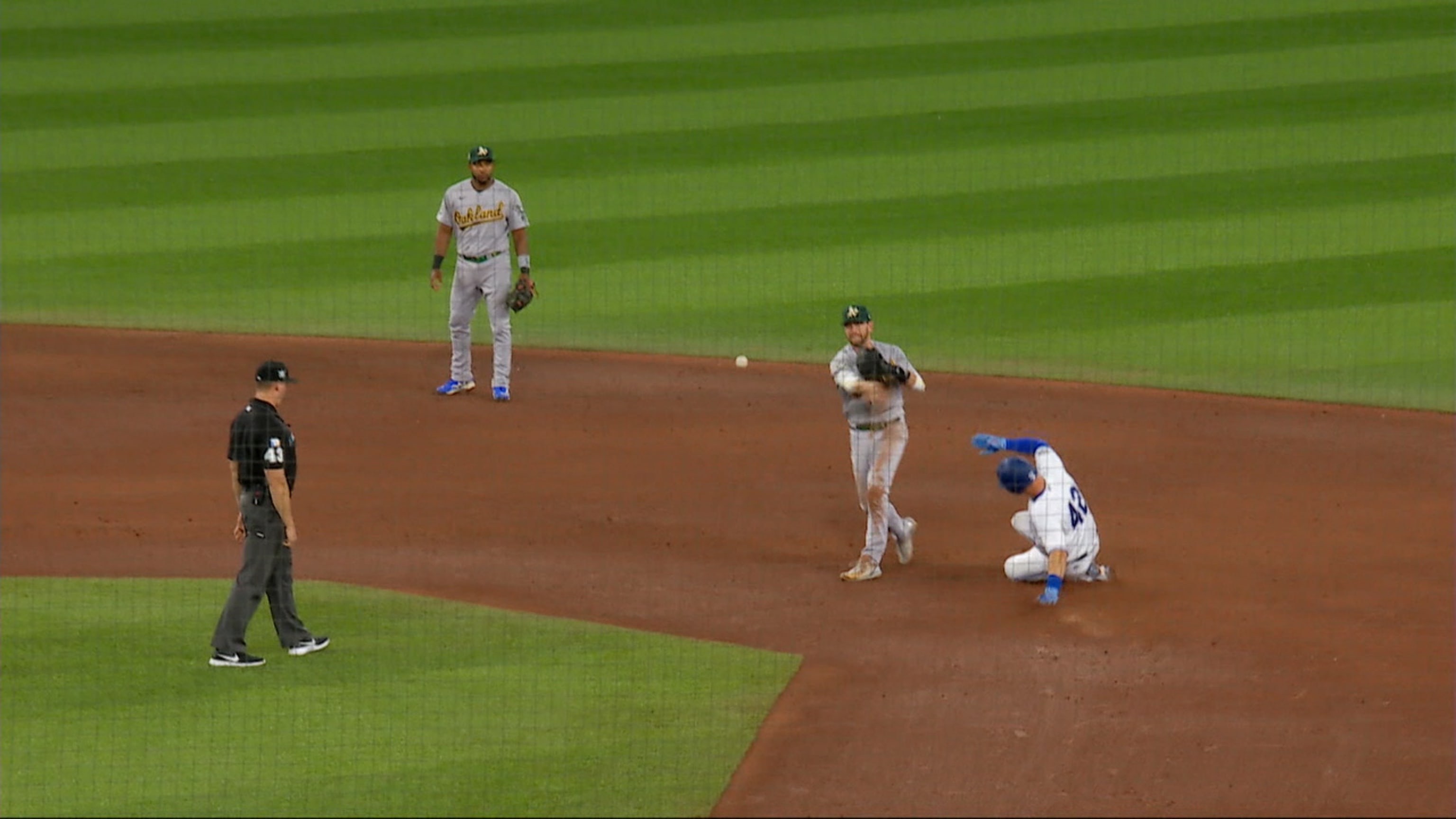 A's turn a 5-4-3 double play