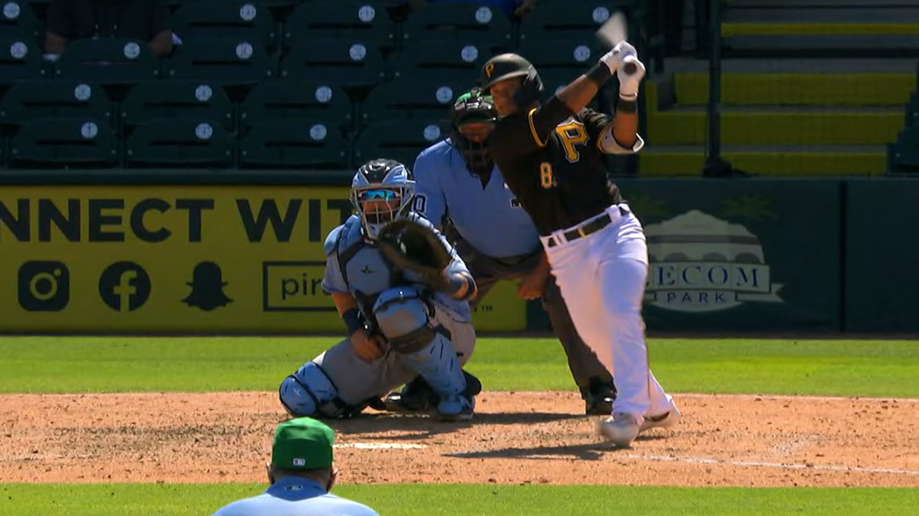 Pittsburgh Pirates Nick Gonzales (81) walks to the dugout during a Major  League Spring Training game against the Toronto Blue Jays on March 1, 2021  at TD Ballpark in Dunedin, Florida. (Mike