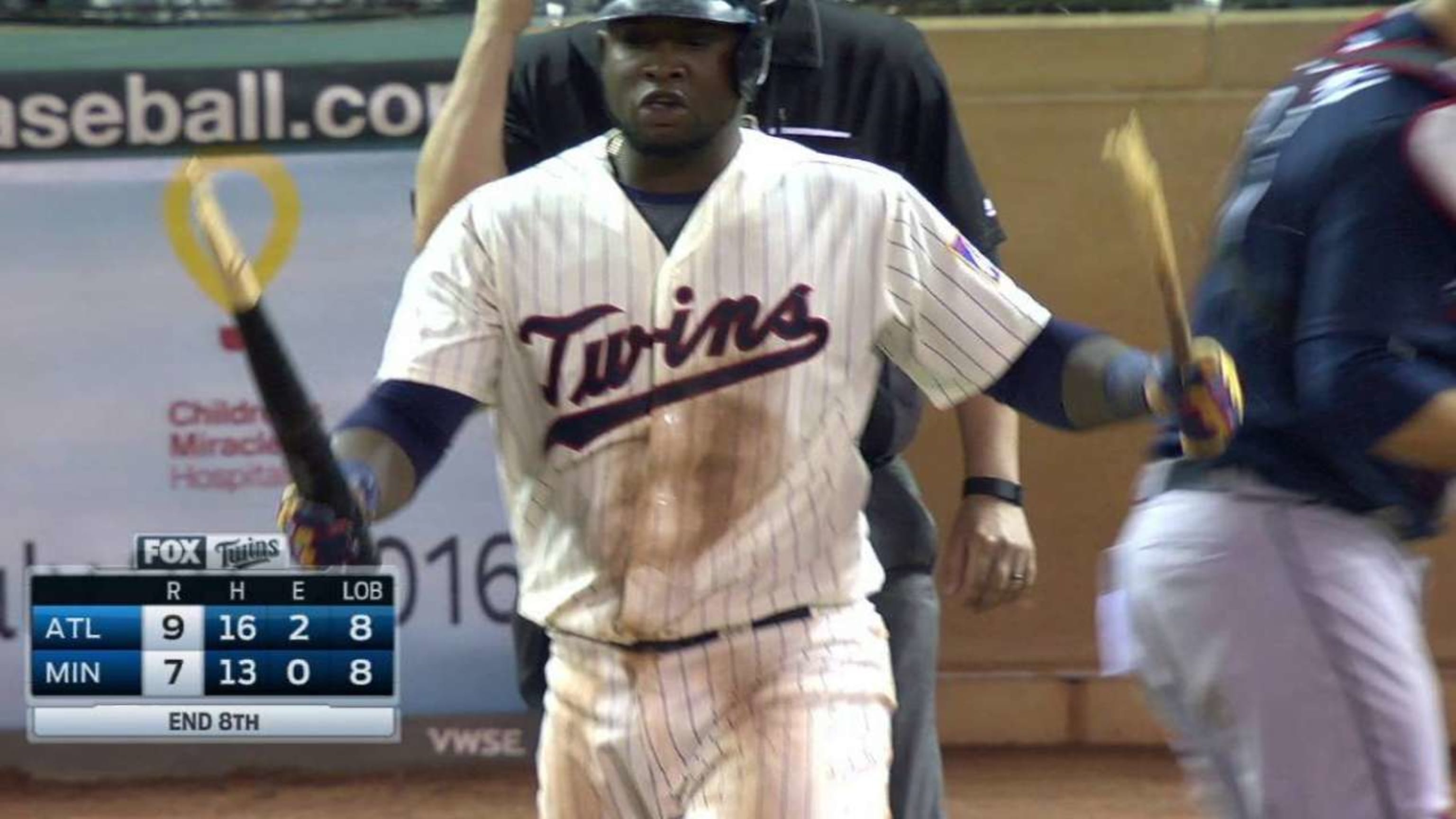 After striking out for a third time, Miguel Sano got very angry at his bat