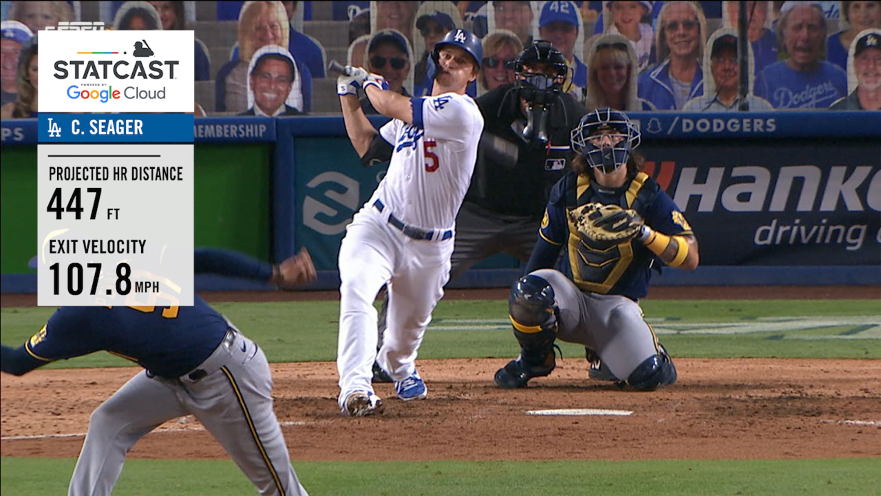 Corey Seager pega HR de 447 pies