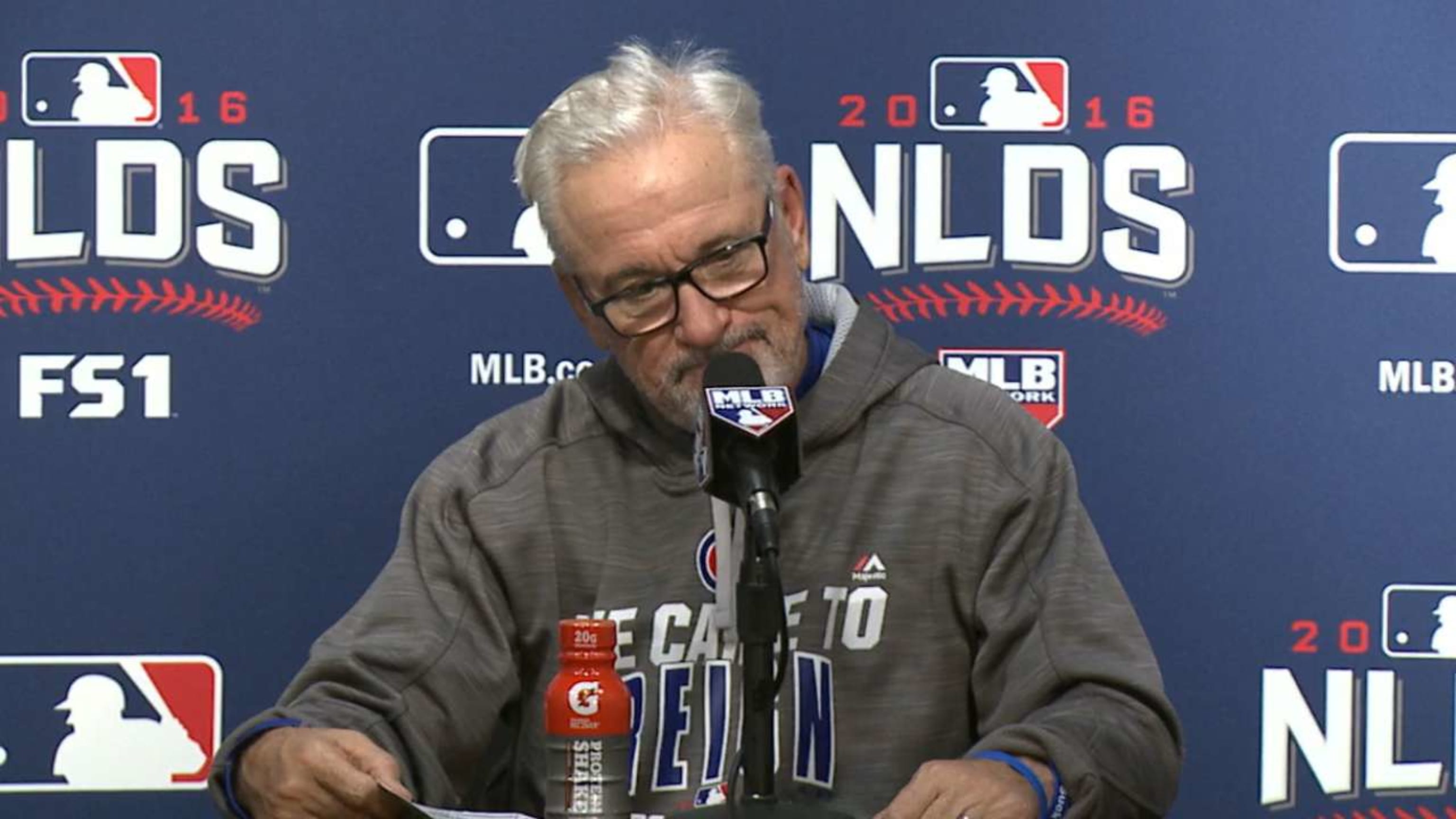 Joe Maddon Game-Used Jersey -- 2016 World Champion Season -- NLDS Game 3 --  Cubs vs Giants -- 10/10/16