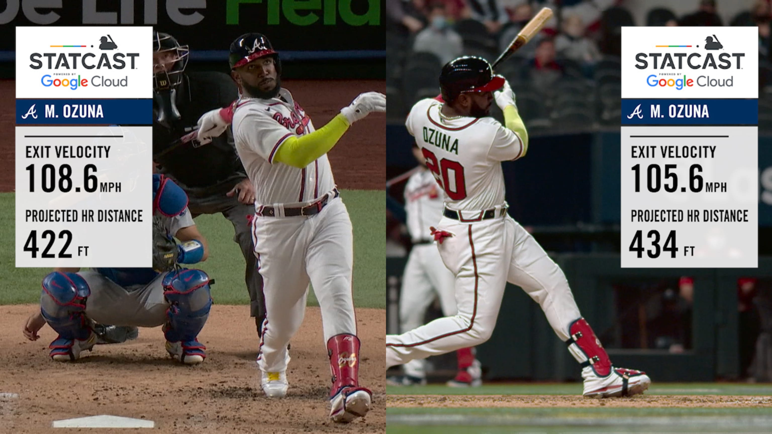 Statcast: Los tres extrabases de Ozuna
