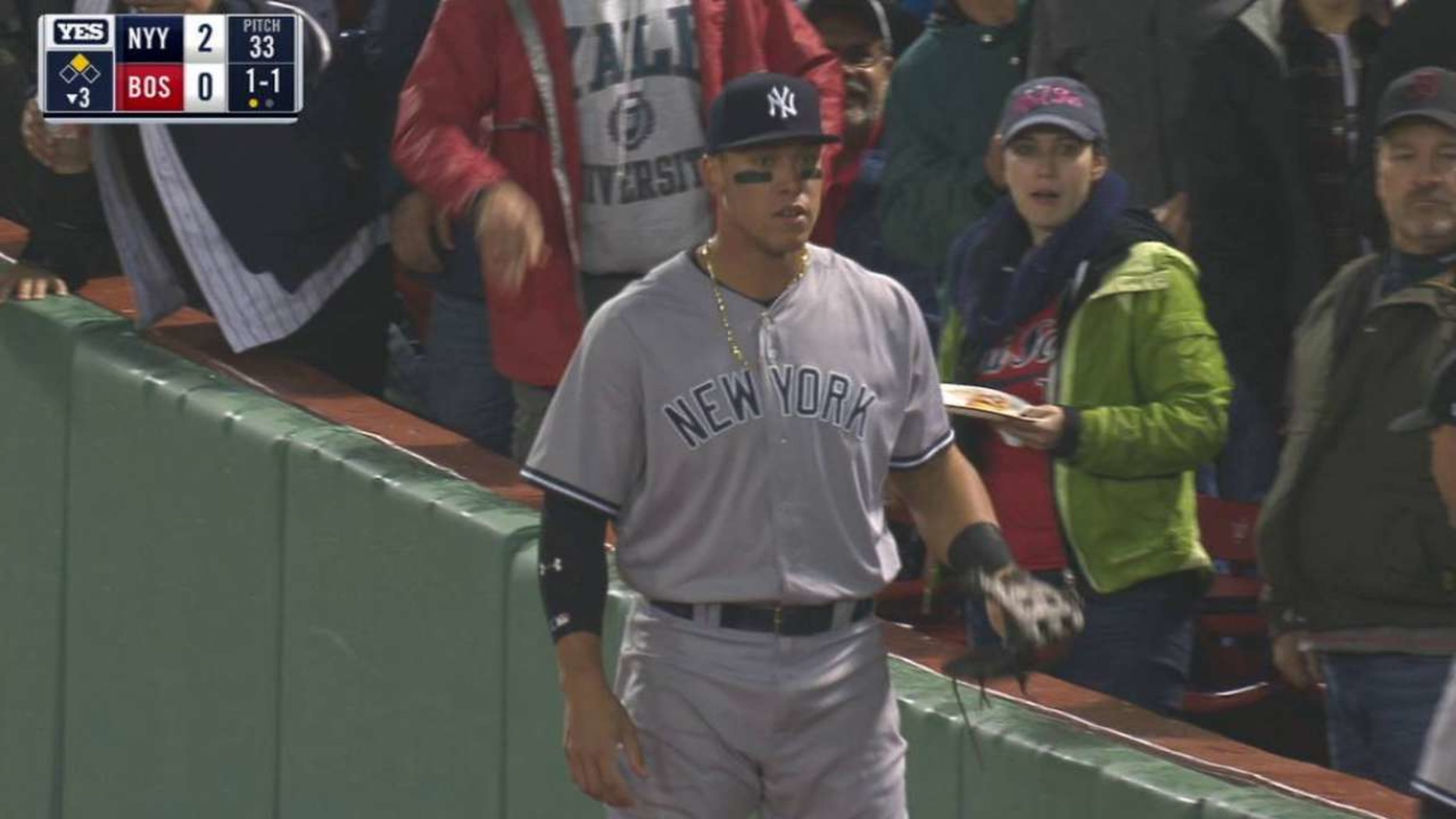 Red Sox fans had reactions to 'mountain of a man' Aaron Judge diving into  the stands for a catch