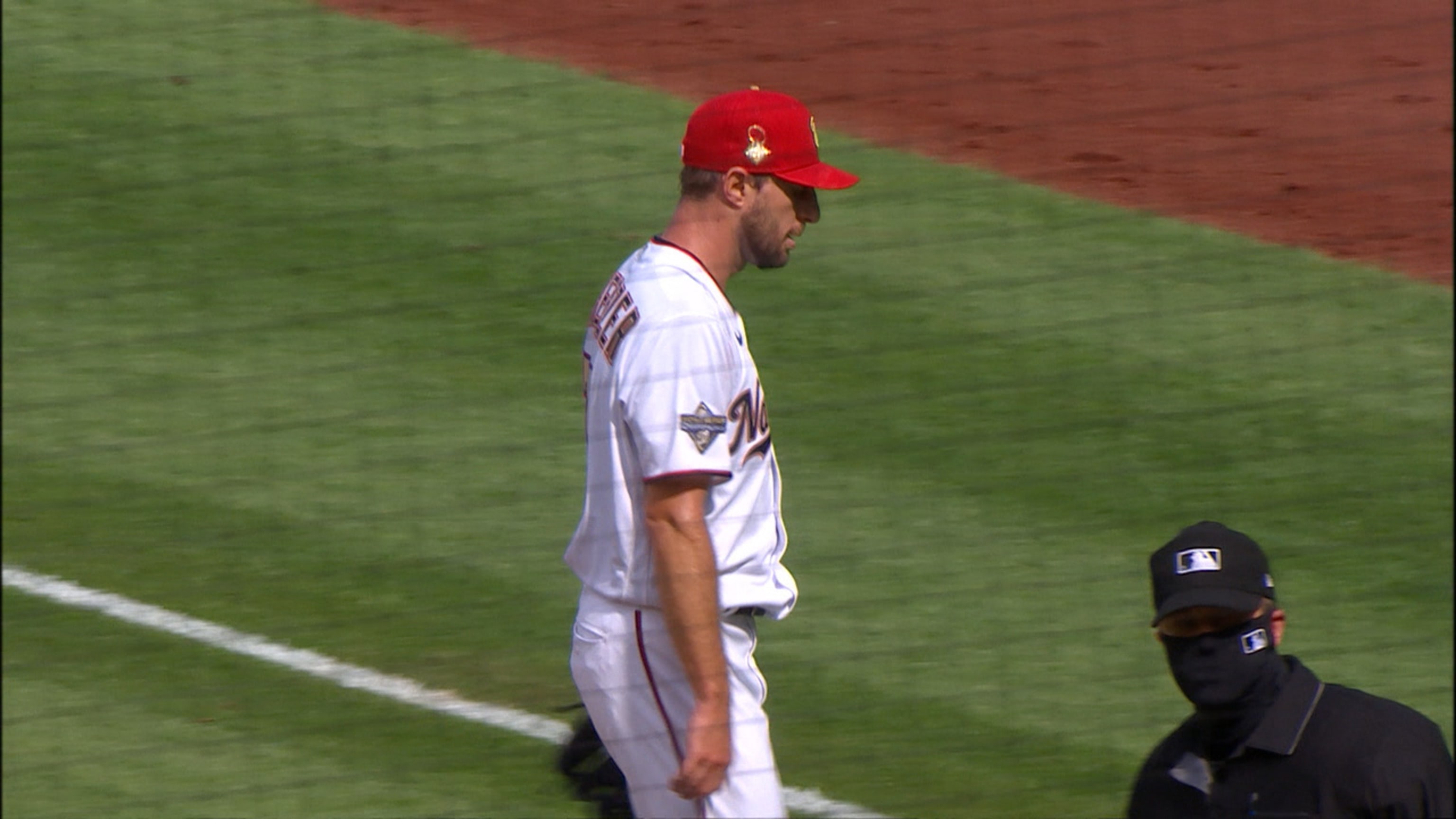 Max Scherzer hit by comebacker