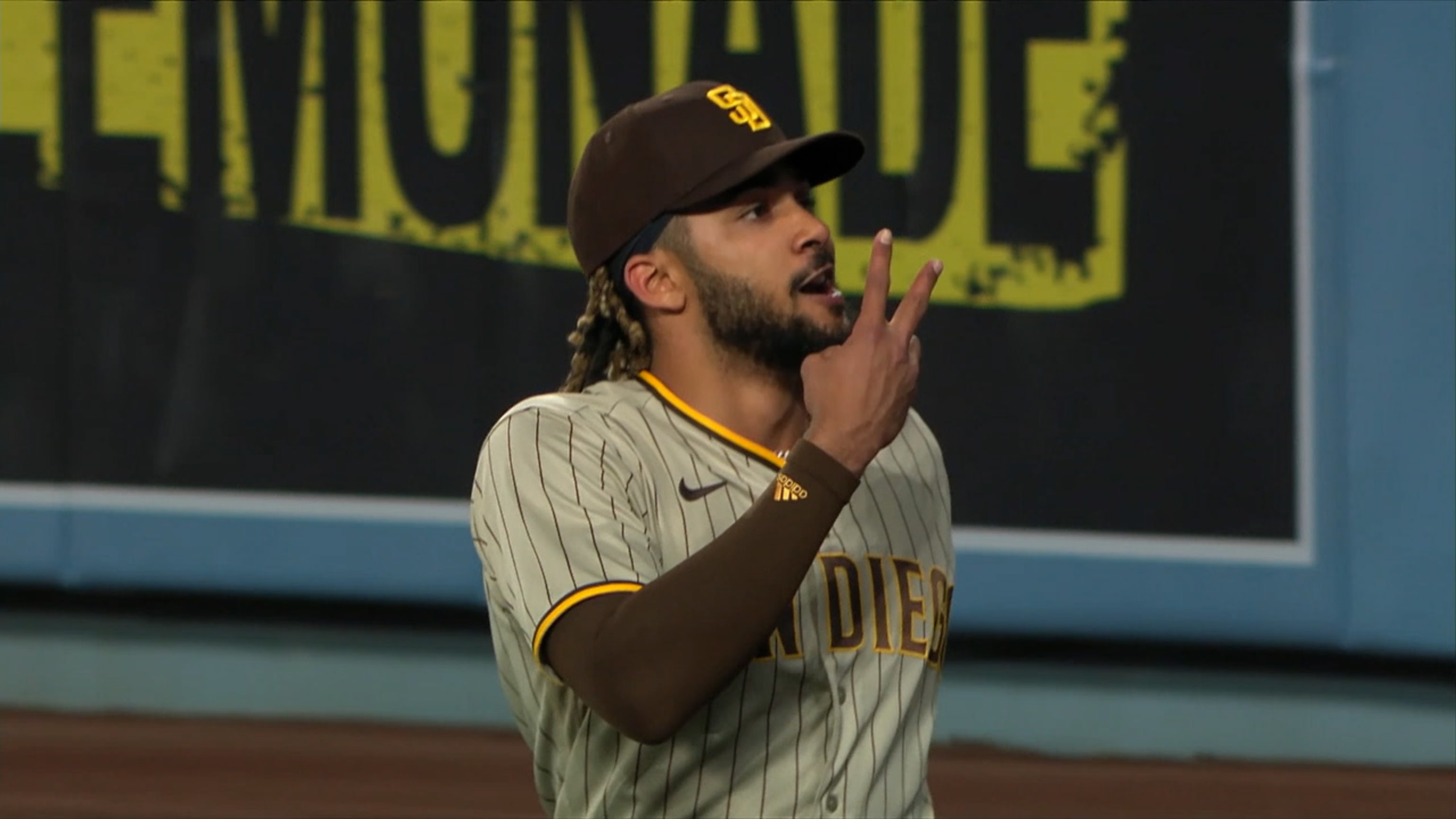 Fernando Tatis Jr. San Diego Padres baseball player action pose