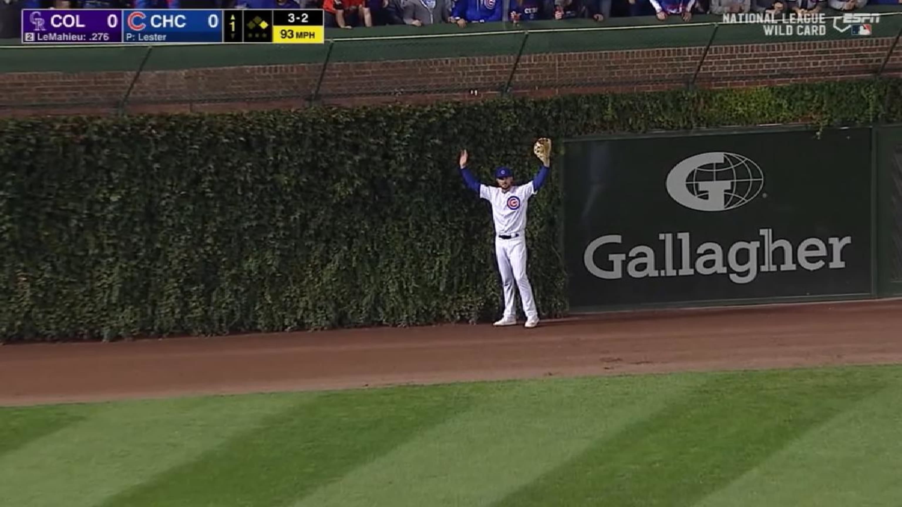 Ivy covered Outfield Wall,Distance marker for Wrigley Field Wall