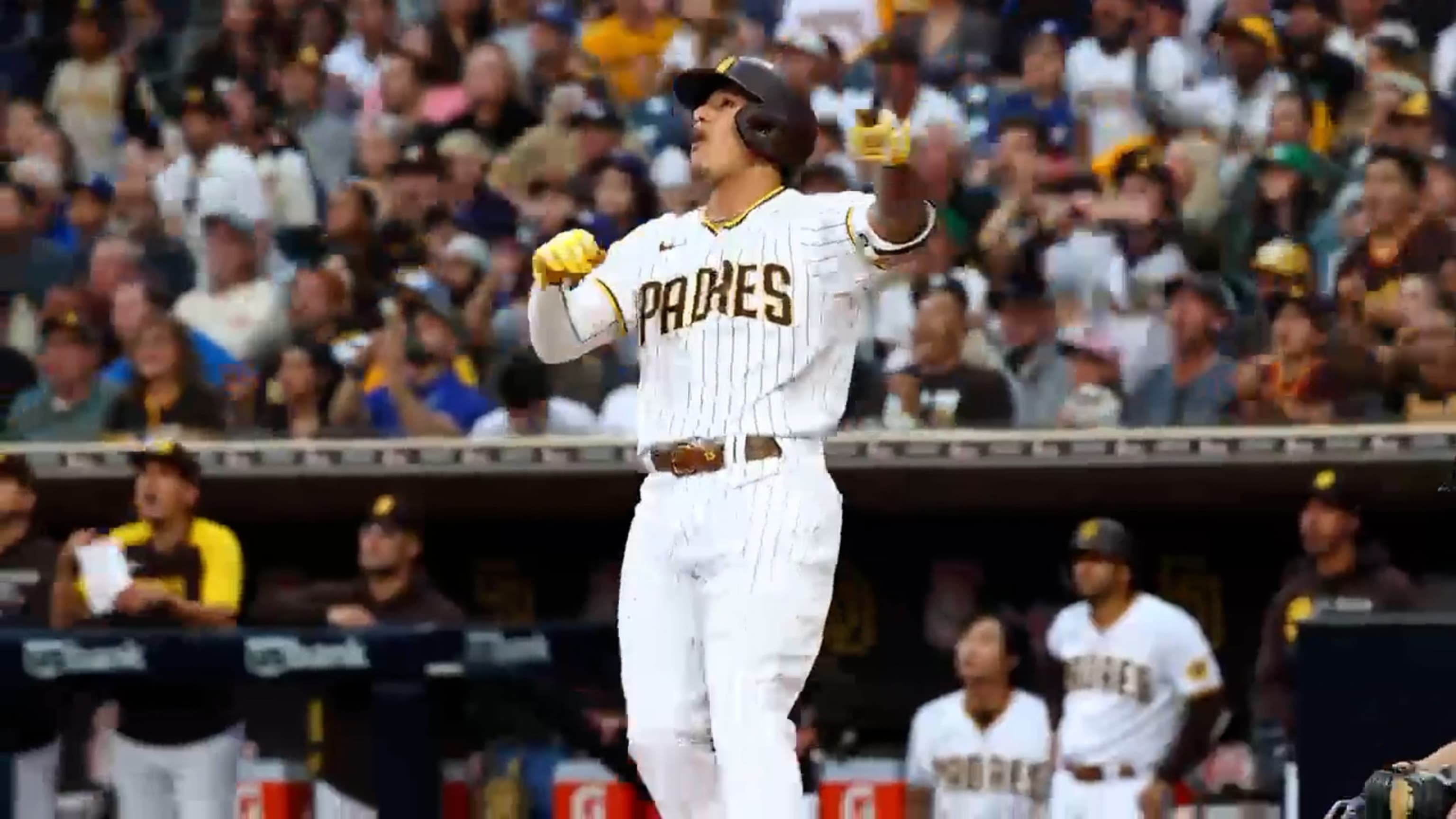 Manny Machado of the San Diego Padres warms-up on field before a