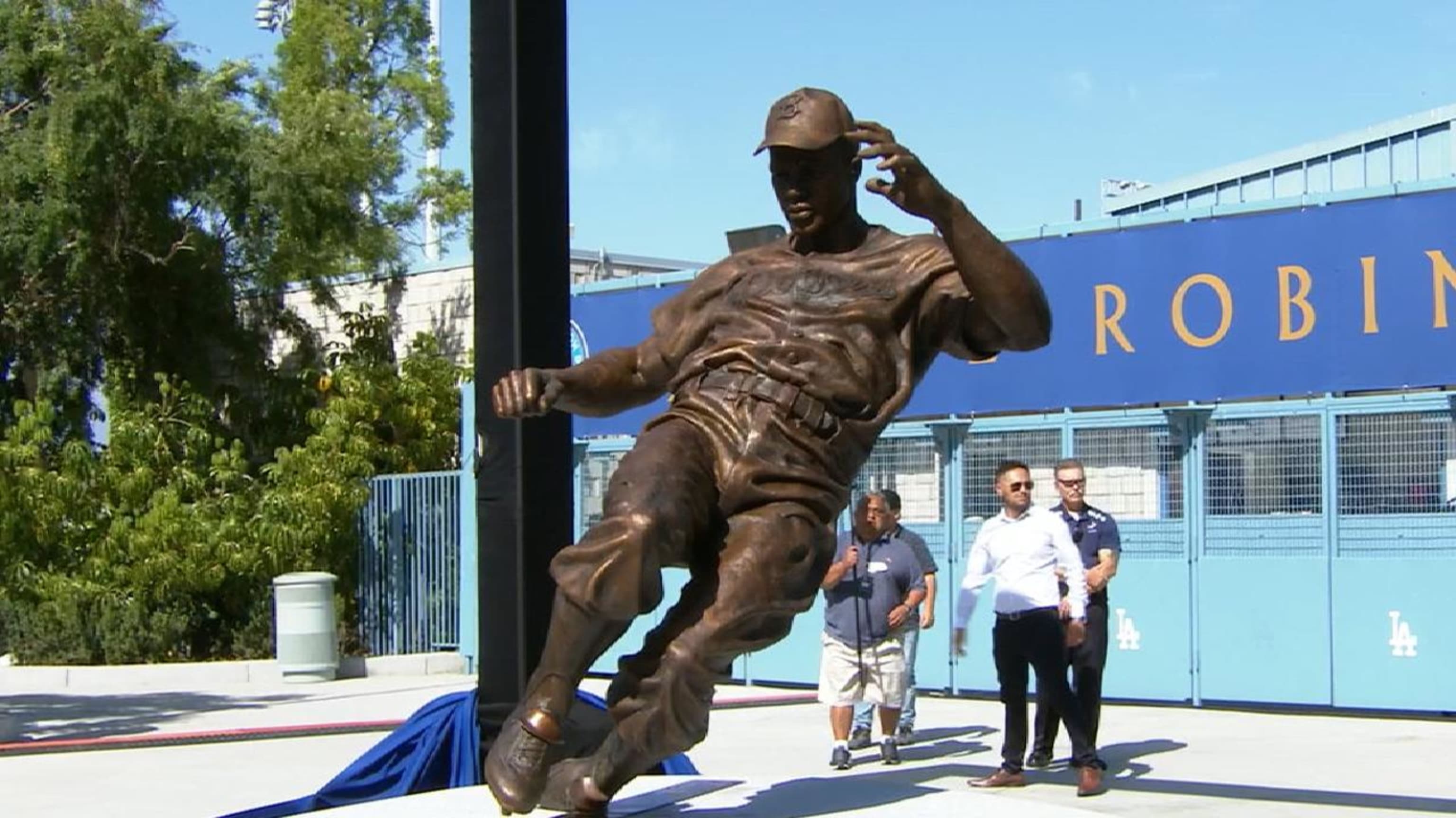 Bust of baseball great Jackie Robinson.