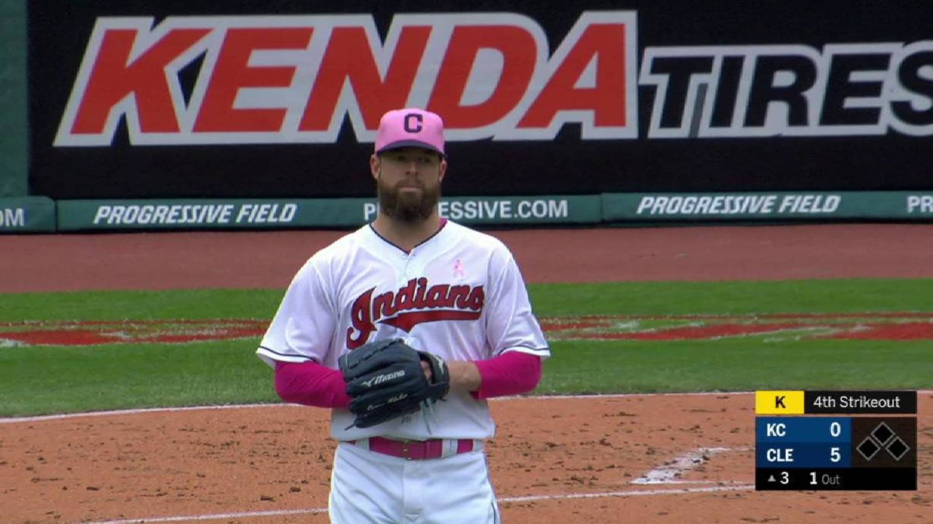 Corey Kluber doesn't even blink as he's pelted by teammates during dugout  interview