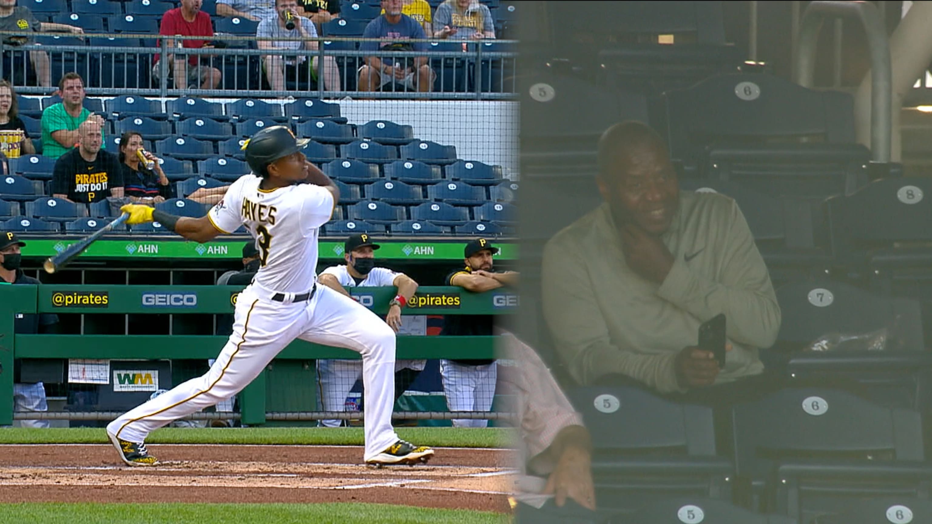 Charlie Hayes Throws First Pitch to Son Ke'Bryan Hayes 