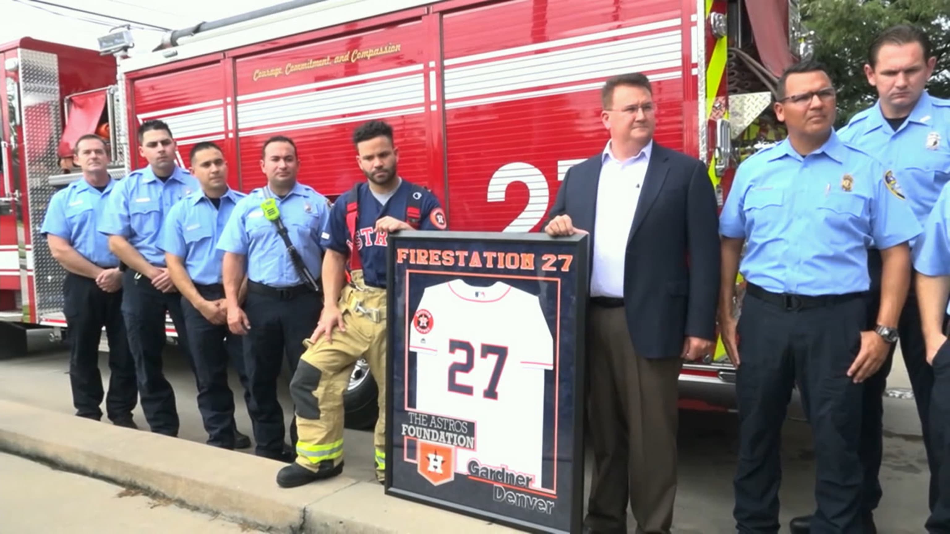 Houston Astros on X: Jose Altuve wearing jersey with the special patch  honoring Houston firefighters.  / X