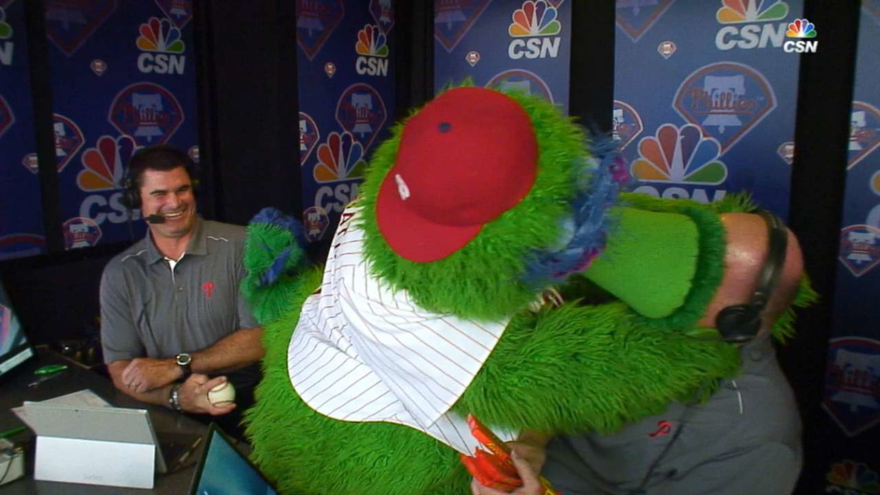 The Phillie Phanatic wished Tom McCarthy a happy birthday with a very sloppy  kiss | MLB.com