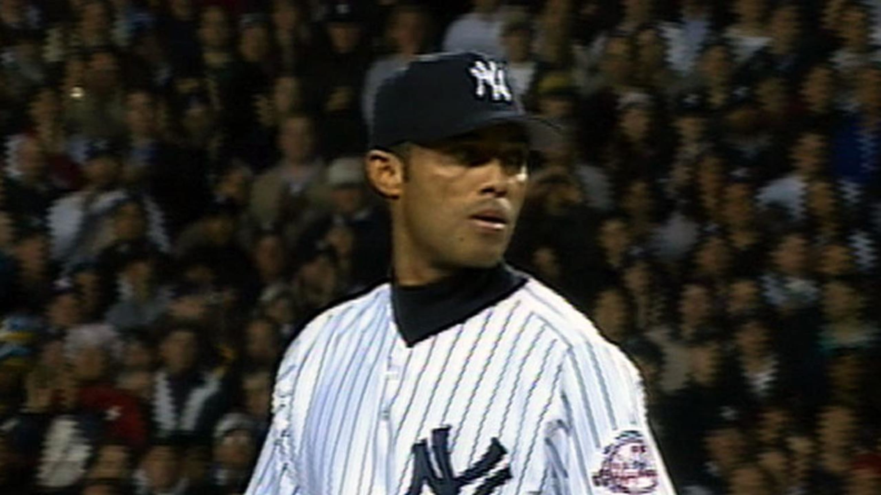 Majestic 1999 World Series Mariano Rivera New York Yankees Jersey – White Pinstripe