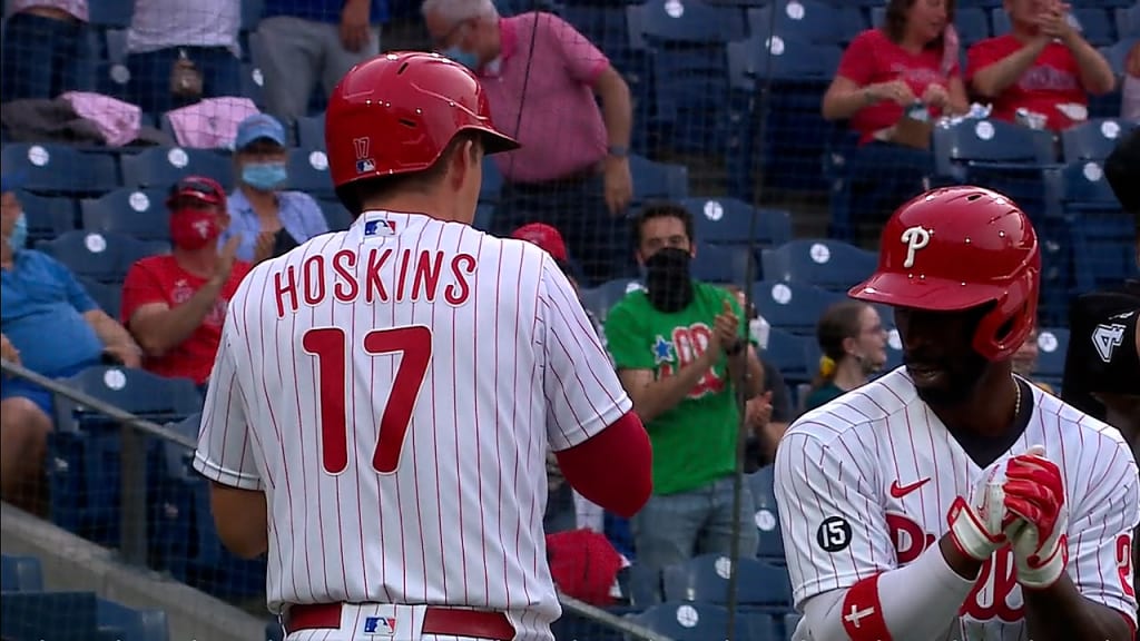 Philadelphia Phillies first baseman Rhys Hoskins (17) in action