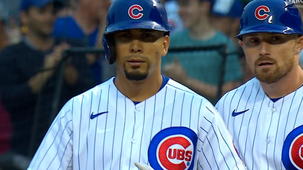 Former Yankees player Rafael Ortega chops an RBI single to center field and plates Jason Heyward to extend the Cubs lead to 3-0 in the bottom of the 1st inning.