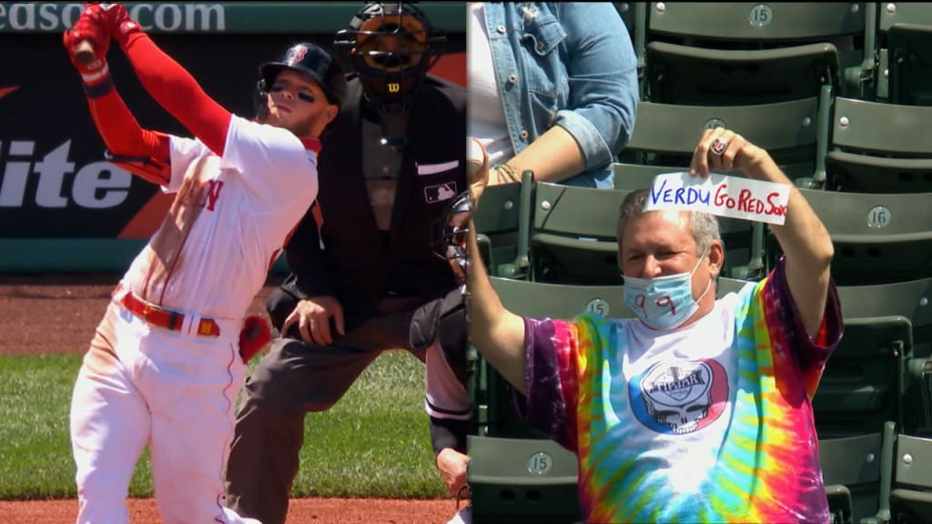 Fan hits Boston Red Sox OF Alex Verdugo with baseball at Yankee