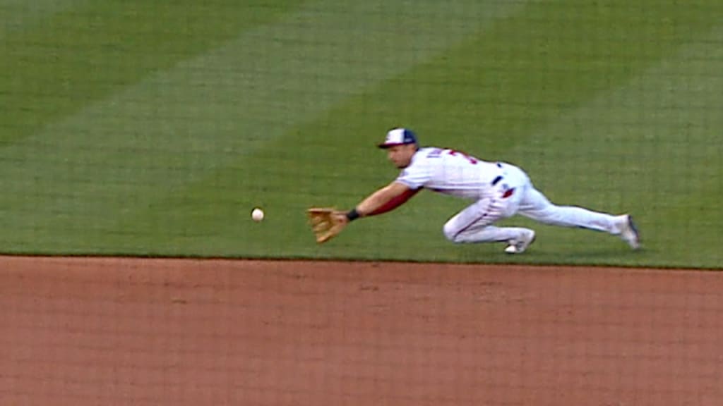 Trea Turner does signature slide on a catch