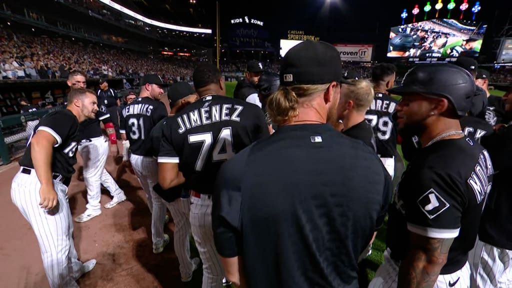 Tim Anderson of the Chicago White Sox celebrates a walk off two