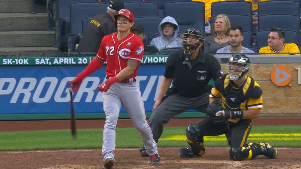 Cincinnati Reds' Derek Dietrich watches his solo home run during