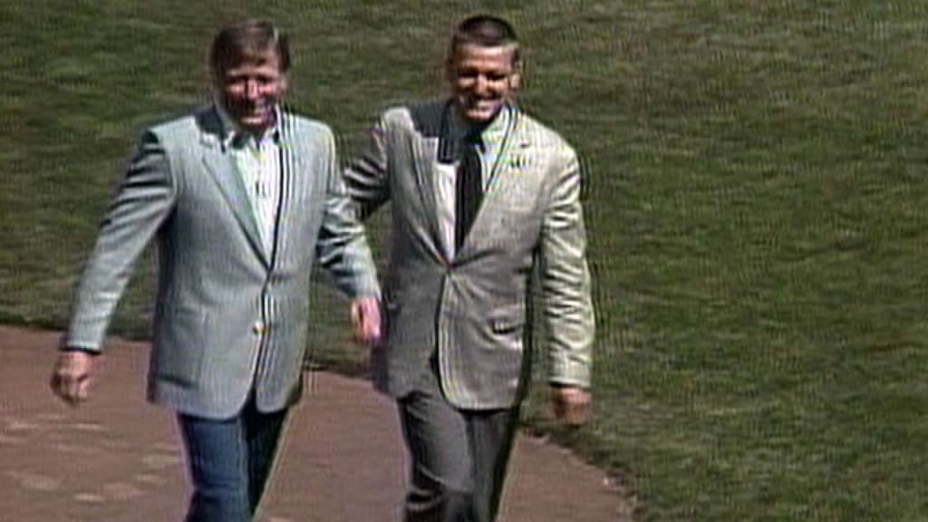 Mickey Mantle's sons throw out first pitch