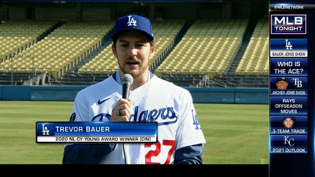 Trevor Bauer introduced by Dodgers