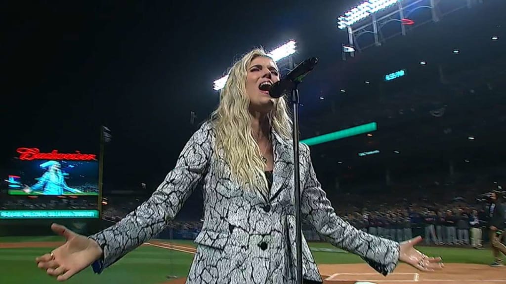 Julianna Zobrist Sang God Bless America Before Her Husband Took The Field For Ws Game 4 Mlb Com