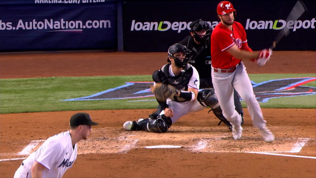 HERE'S PHILS ALEC BOHM RIPPING A DOUBLE IN HIS 1ST MLB AT-BAT!
