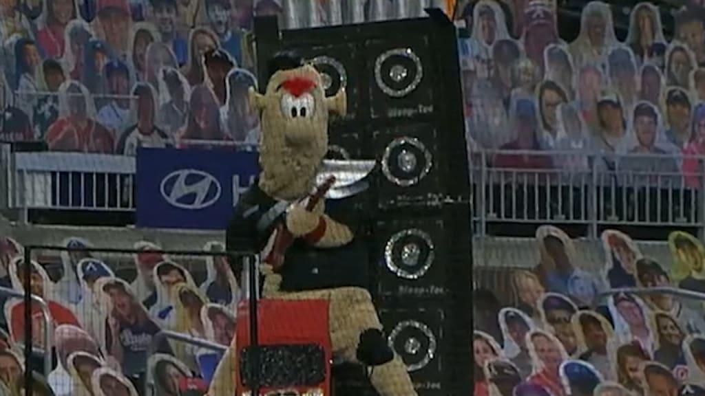 Atlanta Braves mascot Blooper (00) during a Major League Spring Training  game against the Boston Red