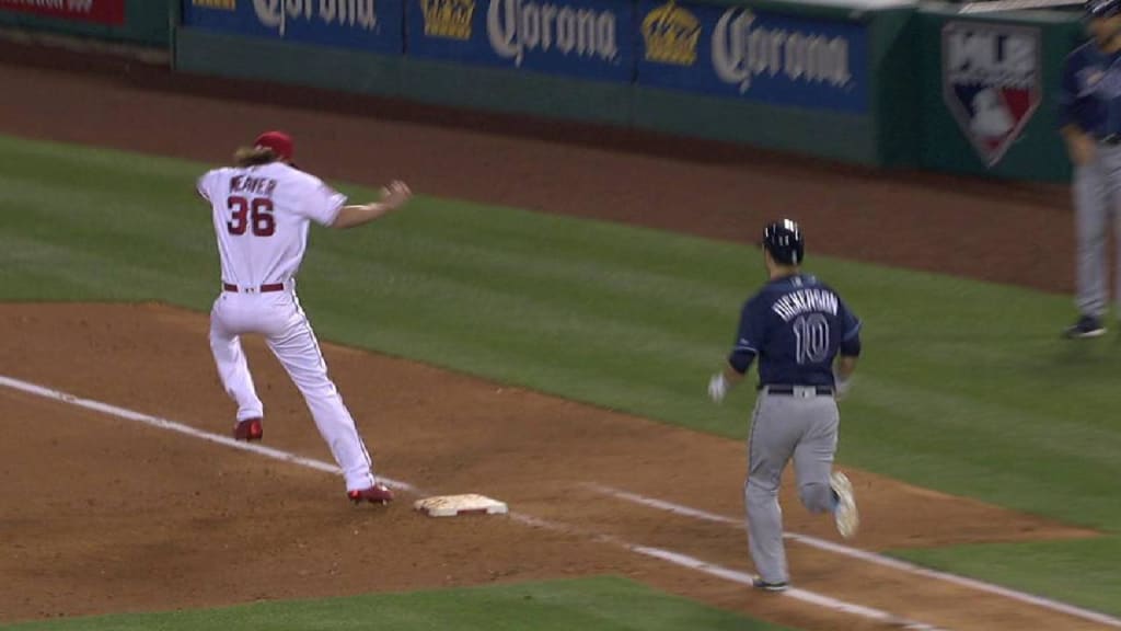 Corey Dickerson reaches on a throwing error by first baseman C.  J.   Cron.