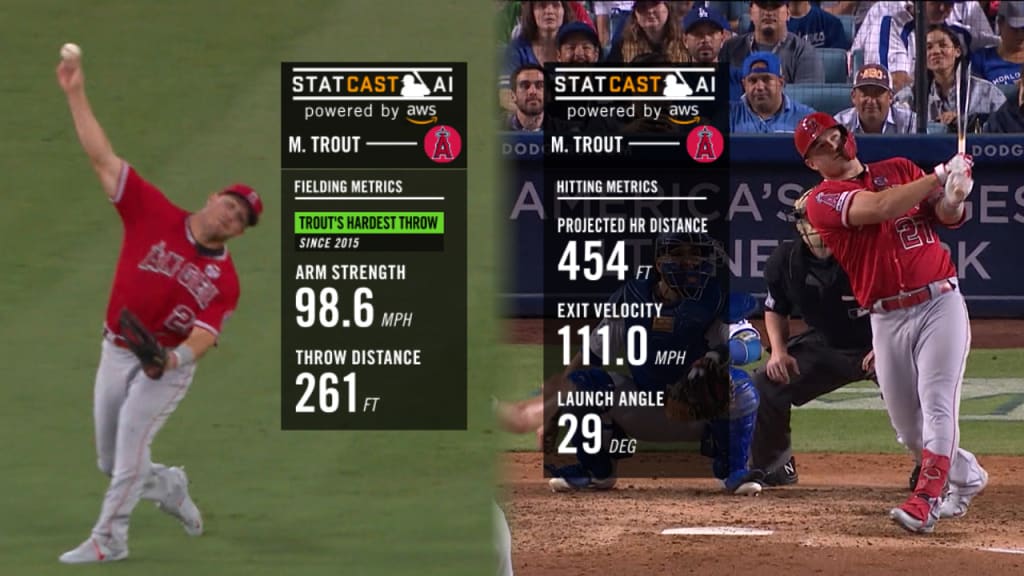 Mike Trout threw a perfect 98.6 MPH laser to get out at home plate