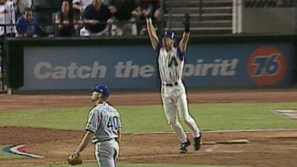 November 4, 2001: Luis Gonzalez drives in the winning run in Game 7 to, money ball