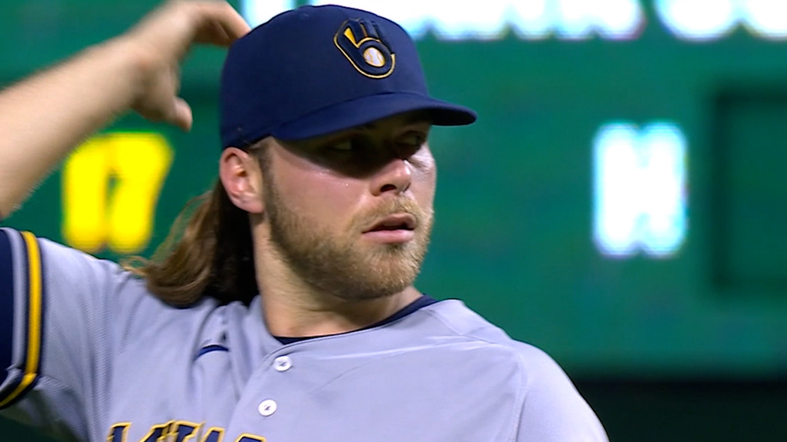 No goggles for Brewers pitcher Corbin Burnes, who had Lasik surgery